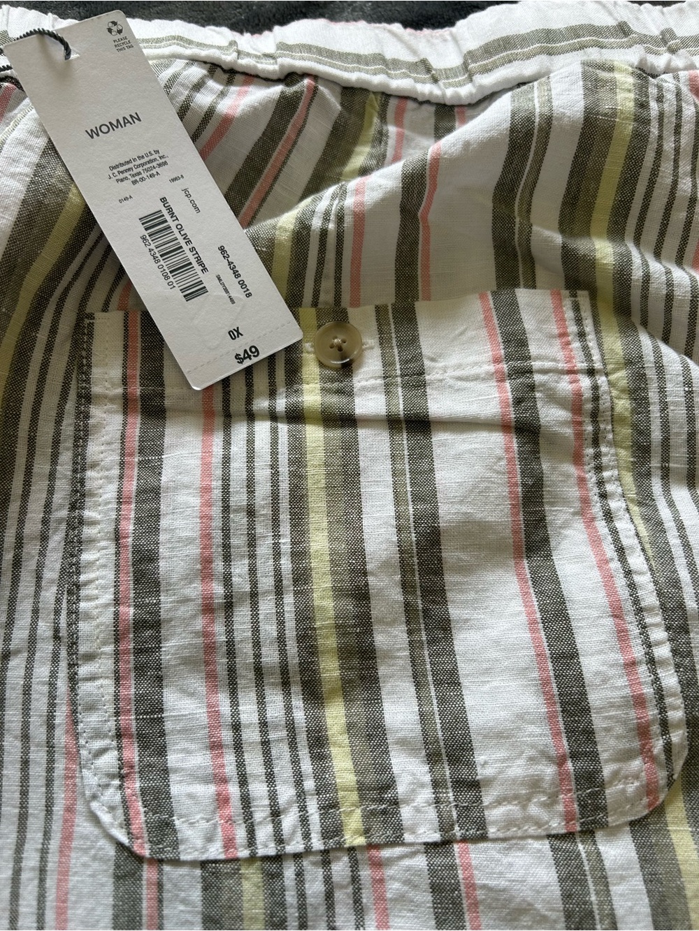 Liz Claiborne Olive, Pink and White Striped Capris - Picture 7 of 7